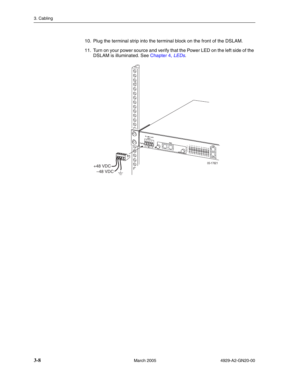 Cabling, 48 vdc 48 vdc | Paradyne 4929 DSLAM User Manual | Page 32 / 94