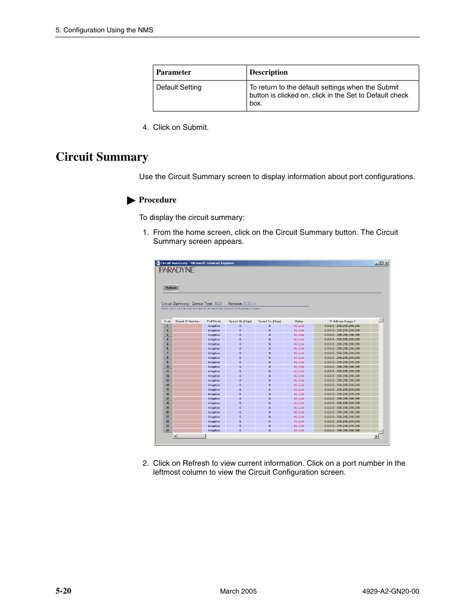 Circuit summary | Paradyne 4929 DSLAM User Manual | Page 54 / 94