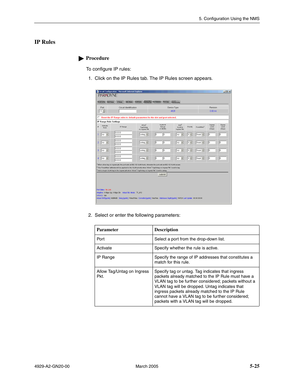 Ip rules | Paradyne 4929 DSLAM User Manual | Page 59 / 94