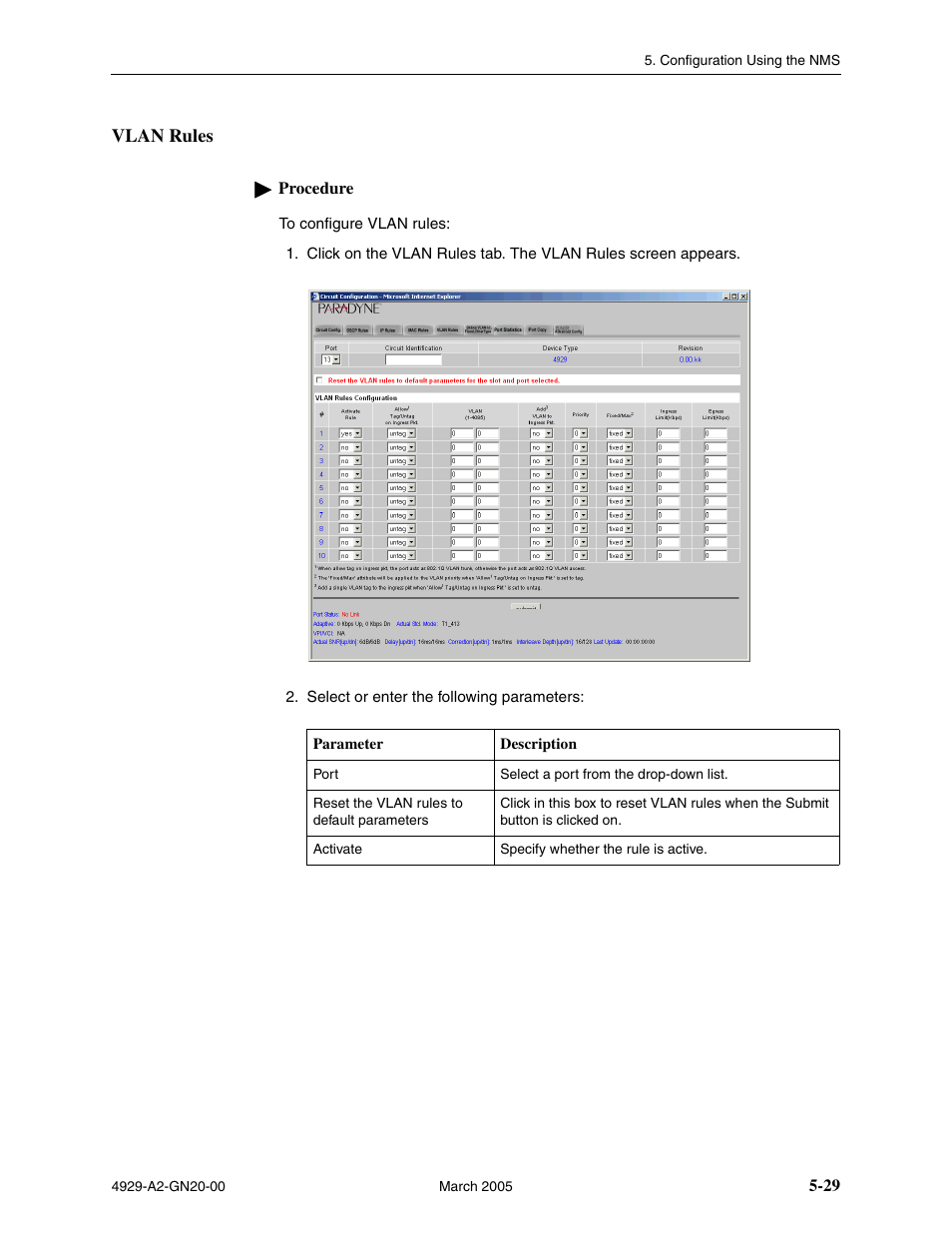 Vlan rules | Paradyne 4929 DSLAM User Manual | Page 63 / 94