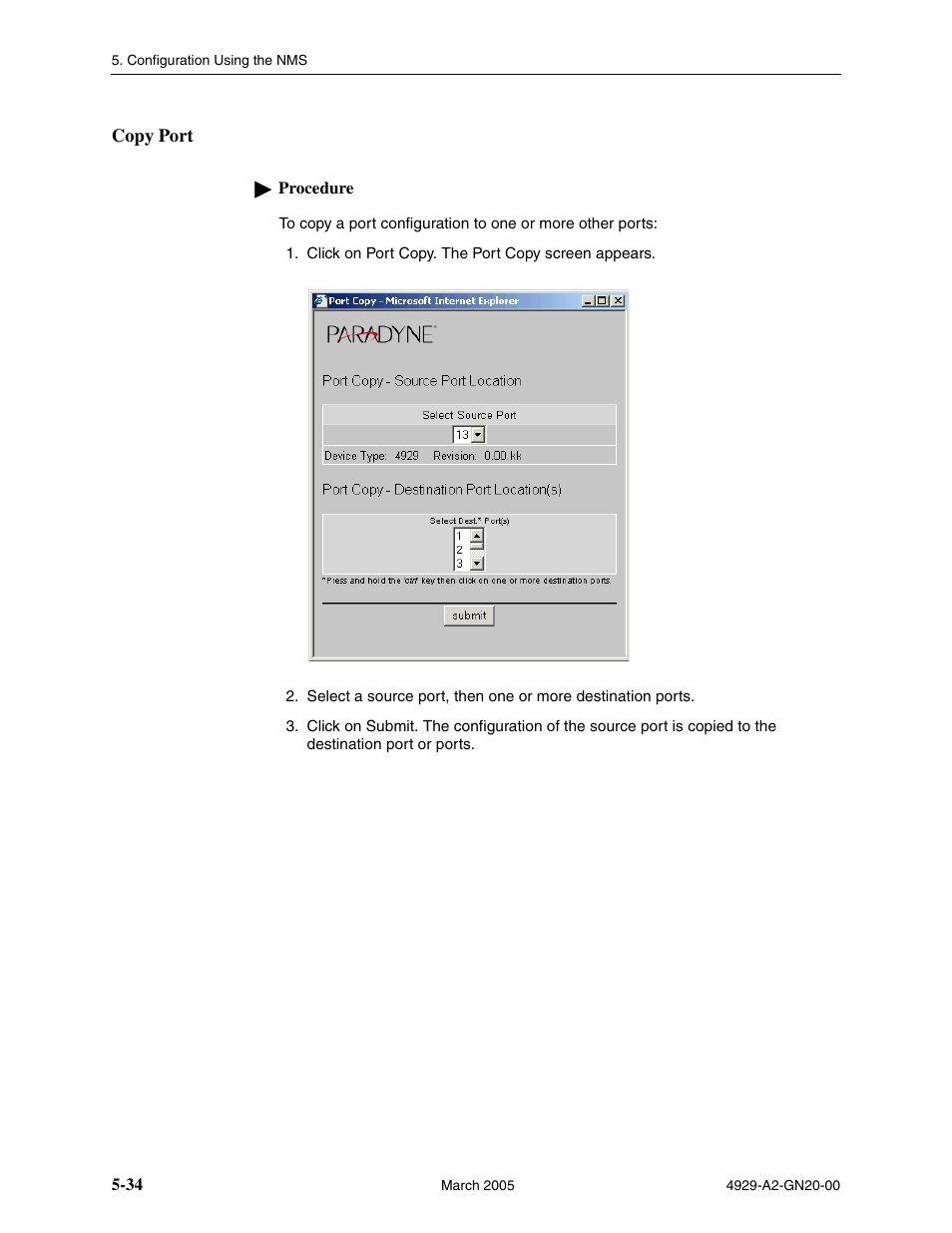 Copy port | Paradyne 4929 DSLAM User Manual | Page 68 / 94