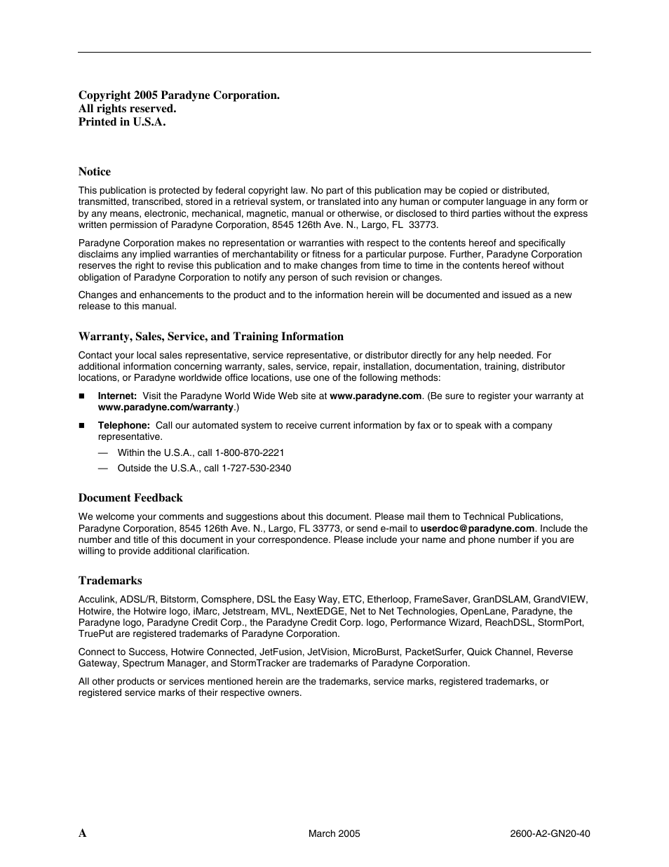 Paradyne IP DSLAM BitStorm 2600 User Manual | Page 2 / 58