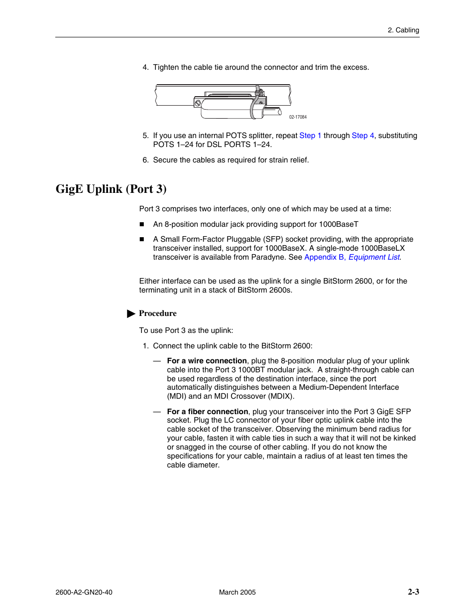 Gige uplink (port 3), Gige uplink (port 3) -3 | Paradyne IP DSLAM BitStorm 2600 User Manual | Page 25 / 58