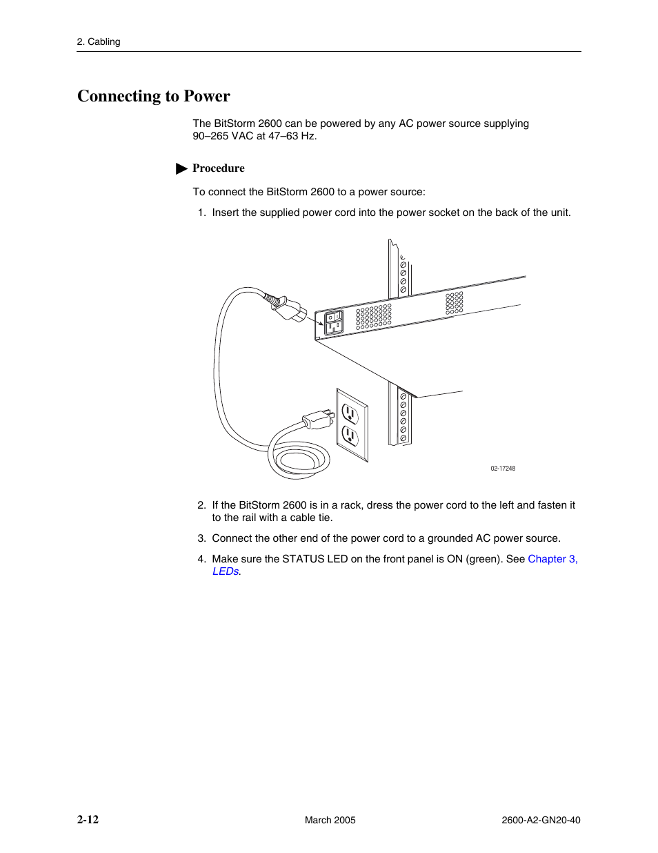 Connecting to power, Connecting to power -12 | Paradyne IP DSLAM BitStorm 2600 User Manual | Page 34 / 58