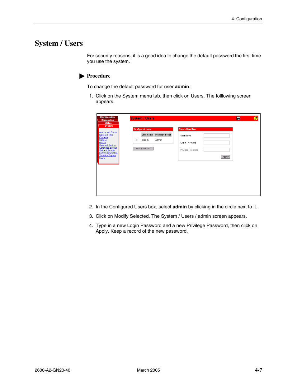 System / users, System / users -7 | Paradyne IP DSLAM BitStorm 2600 User Manual | Page 43 / 58