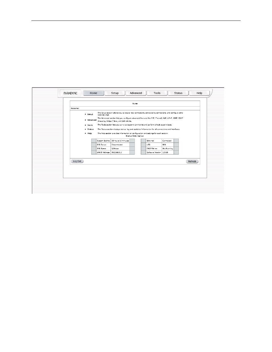 Home screen, 2 home, Screen | Paradyne 6212-A2 User Manual | Page 20 / 45