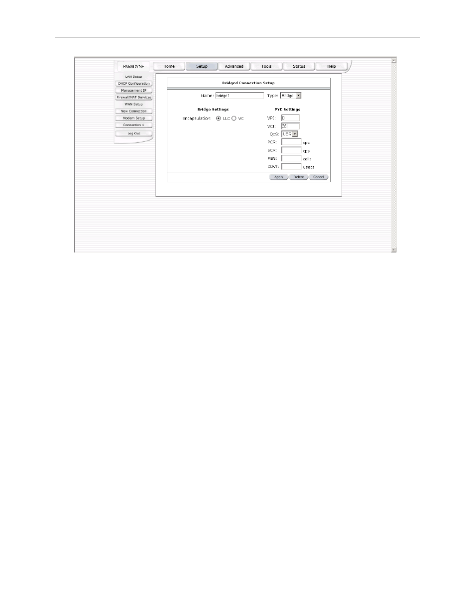 Pppoa connection setup | Paradyne 6212-A2 User Manual | Page 23 / 45