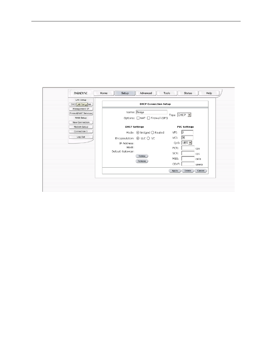 Static connection setup | Paradyne 6212-A2 User Manual | Page 27 / 45