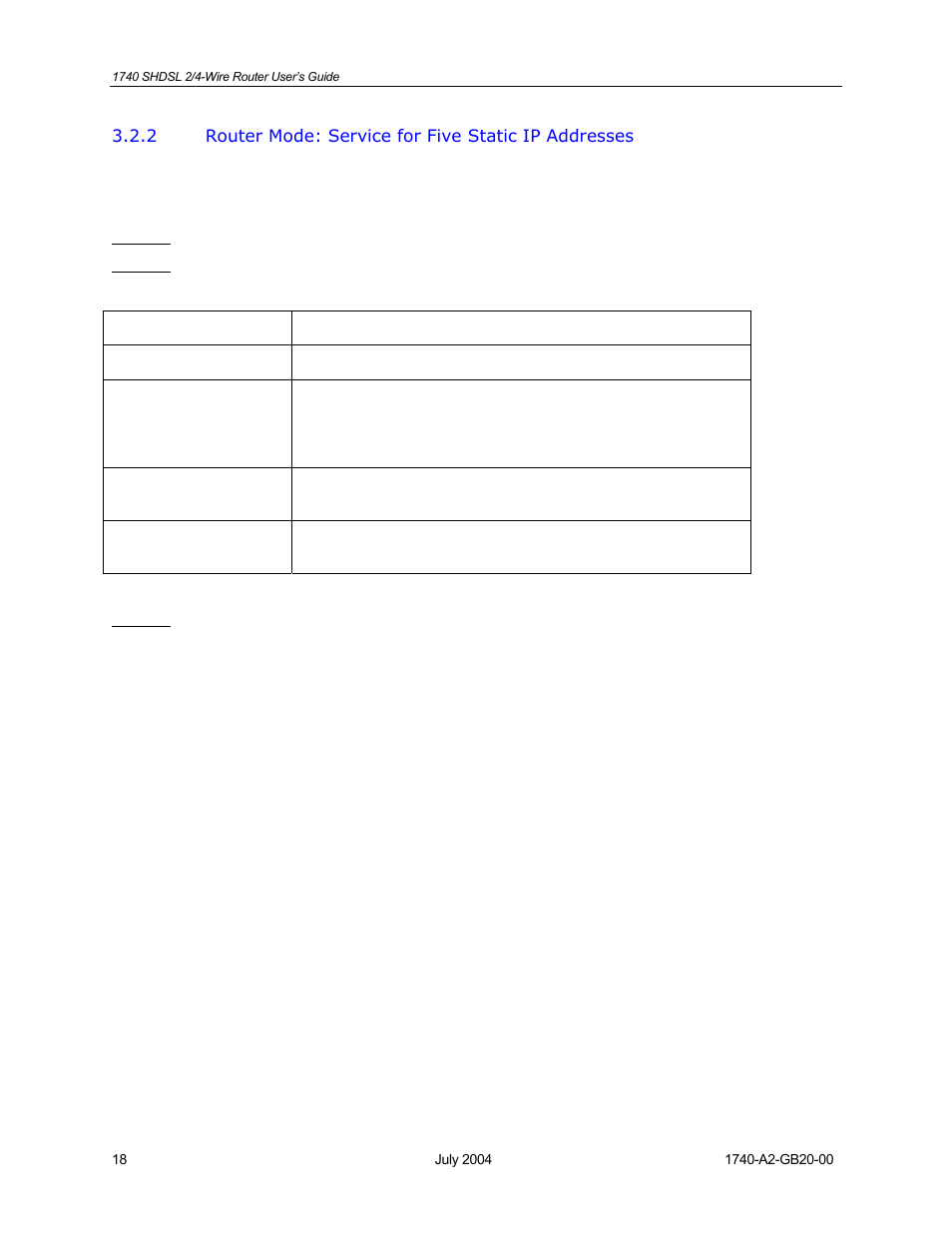 Router mode: service for five static ip addresses | Paradyne 1740 SHDSL User Manual | Page 18 / 74