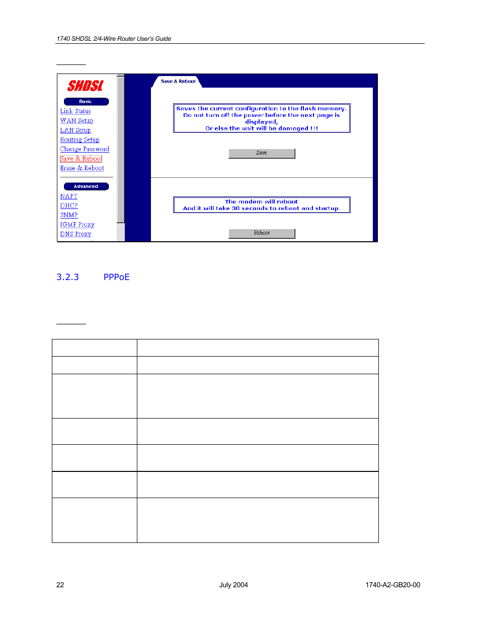 Pppoe | Paradyne 1740 SHDSL User Manual | Page 22 / 74