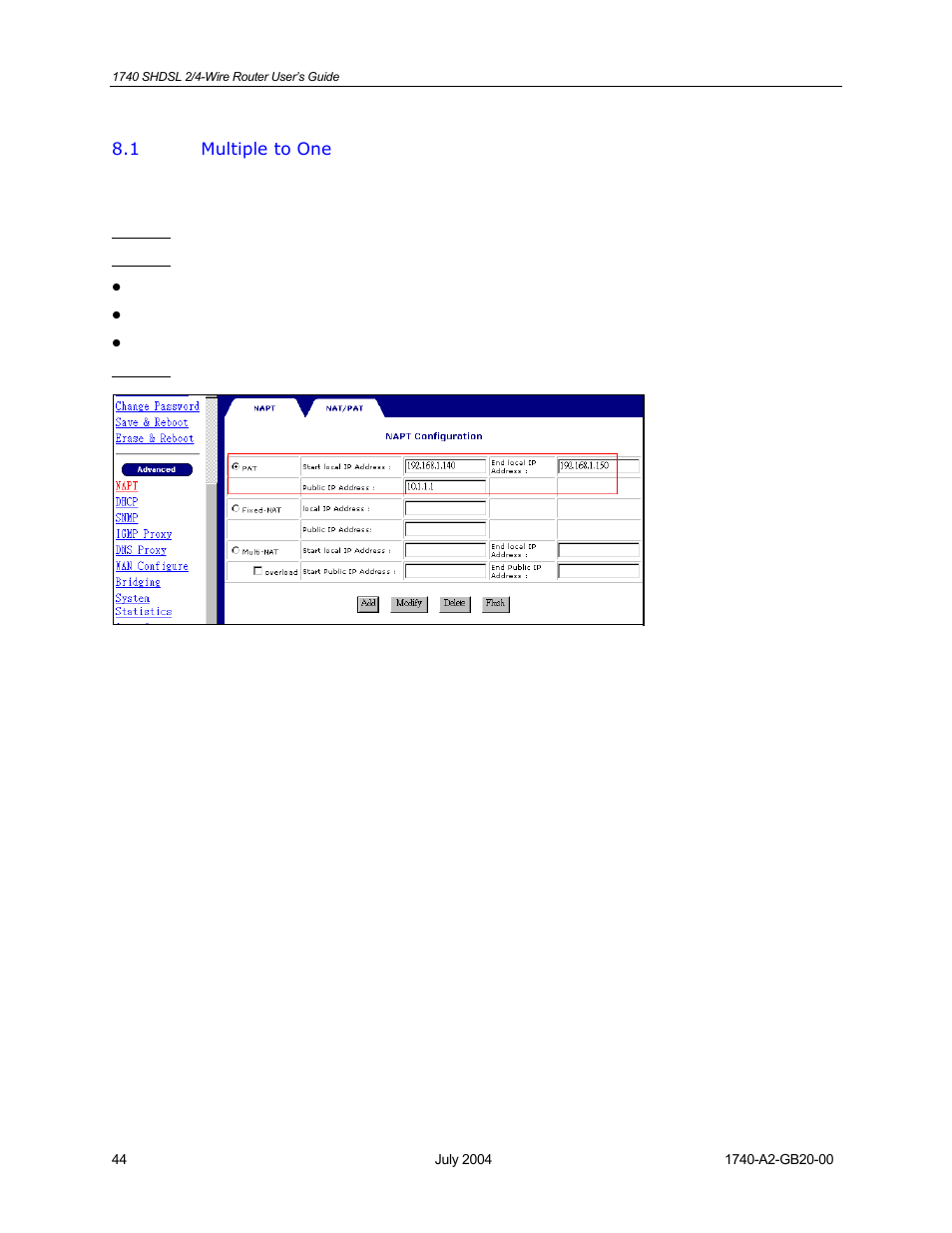 Multiple to one | Paradyne 1740 SHDSL User Manual | Page 44 / 74