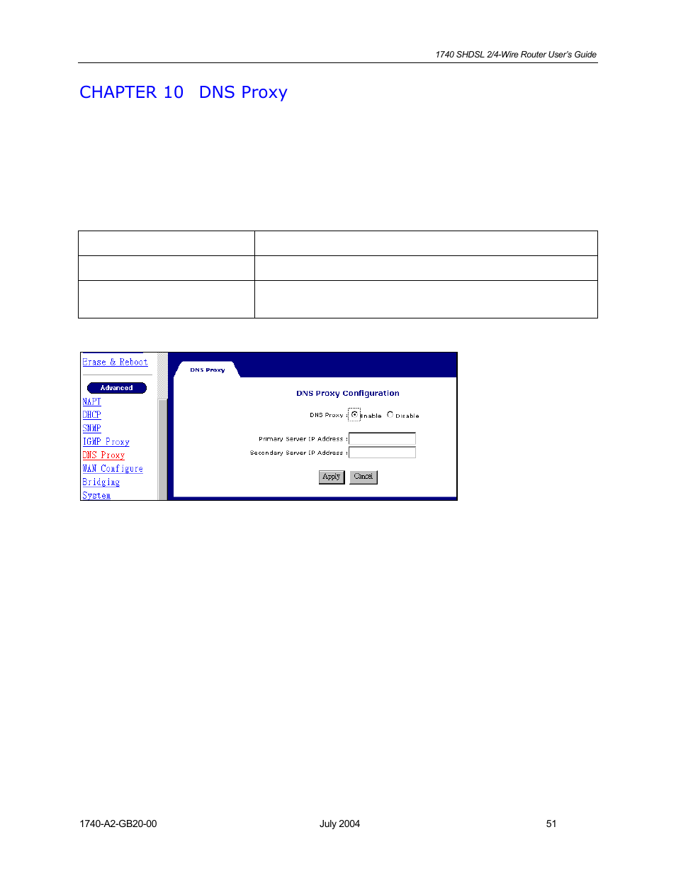 Dns proxy, Chapter 10, Chapter 10 dns proxy | Paradyne 1740 SHDSL User Manual | Page 51 / 74