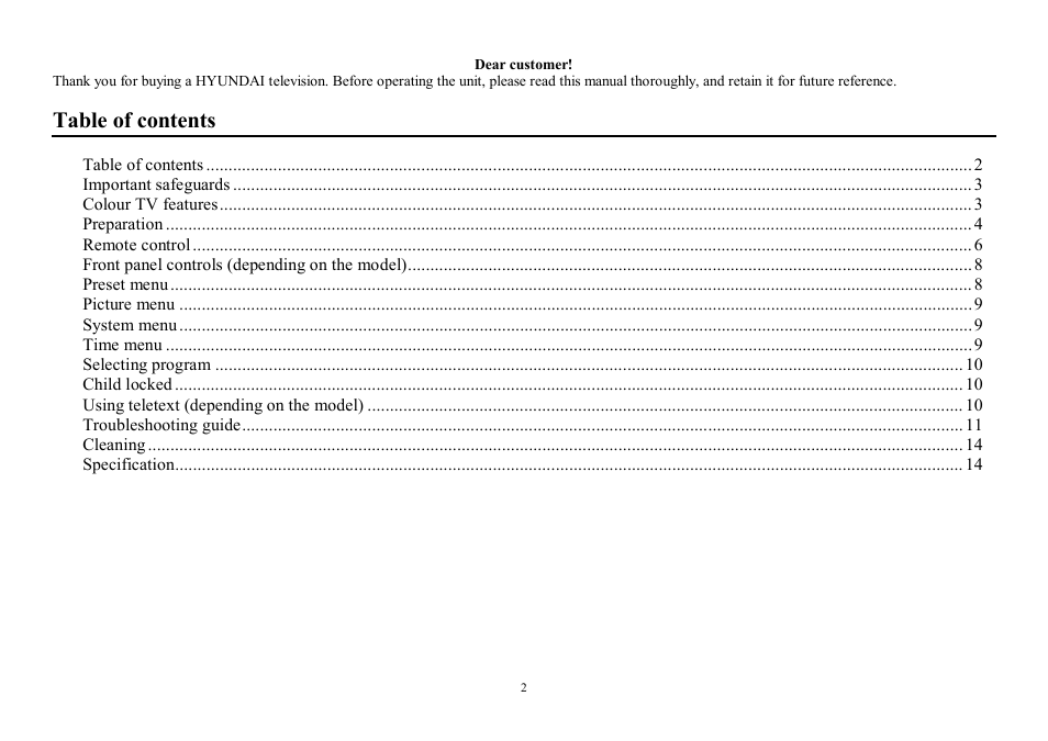 Hyundai H-TV2100PF User Manual | Page 2 / 30