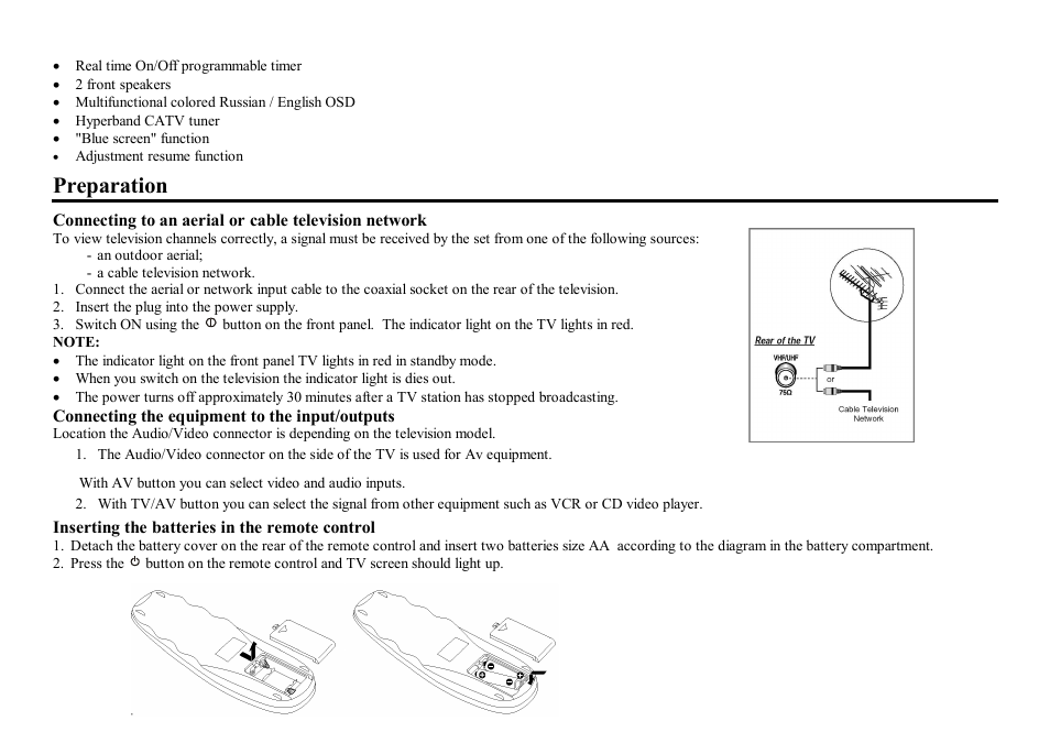 Preparation | Hyundai H-TV2100PF User Manual | Page 4 / 30