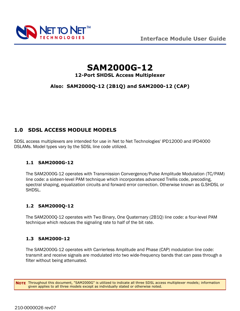 Paradyne 12-Port SHDSL Access Multiplexer SAM2000G-12 User Manual | 10 pages