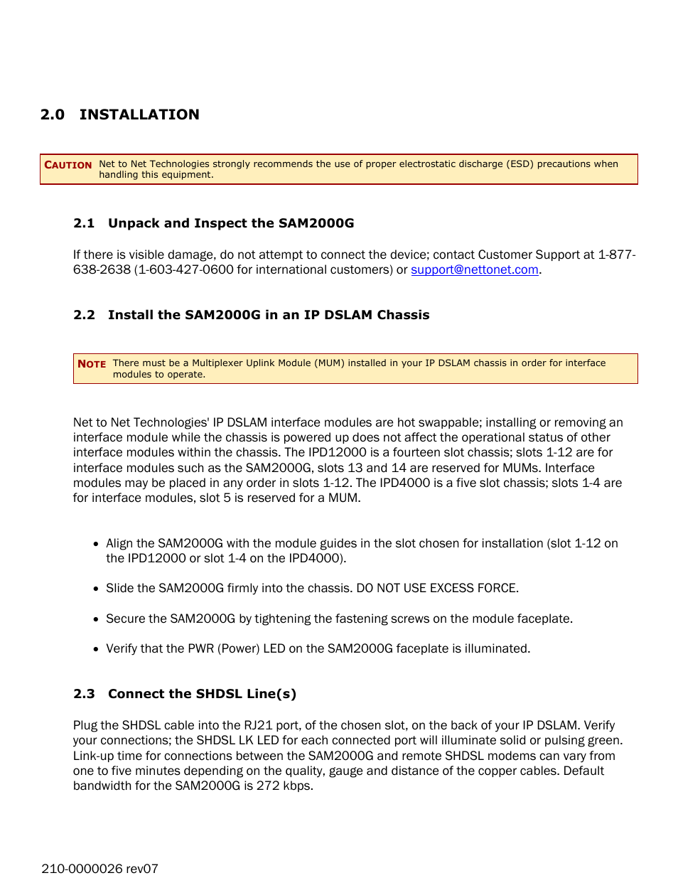 Paradyne 12-Port SHDSL Access Multiplexer SAM2000G-12 User Manual | Page 2 / 10