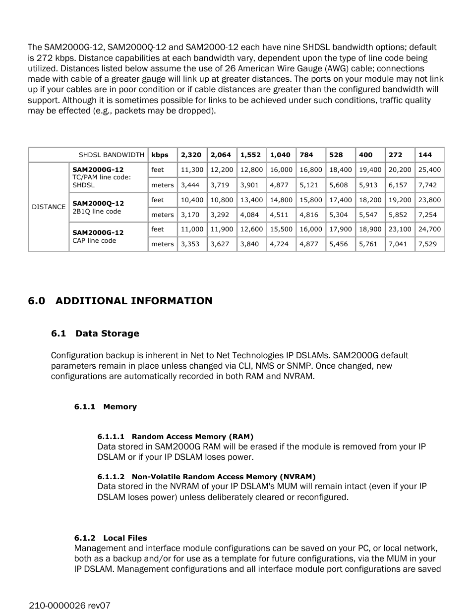 0 additional information | Paradyne 12-Port SHDSL Access Multiplexer SAM2000G-12 User Manual | Page 7 / 10