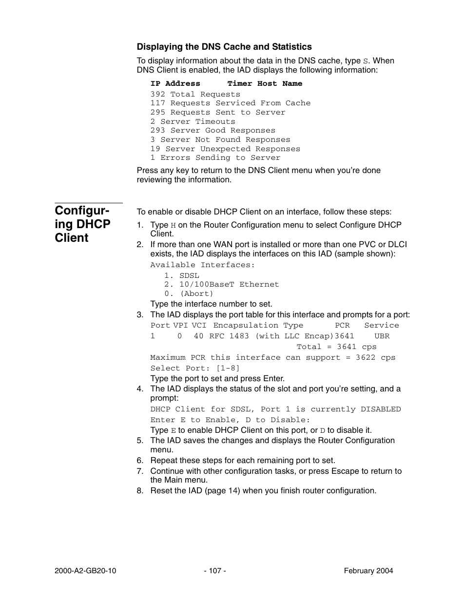 Configur ing dhcp client, Configuring dhcp client, Configur- ing dhcp client | Paradyne JetFusion Integrated Access Device User Manual | Page 126 / 297