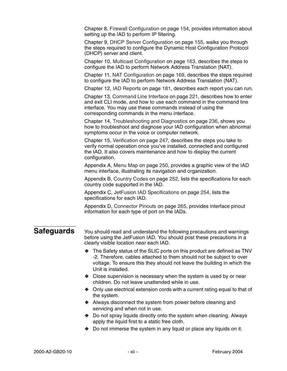 Safeguards | Paradyne JetFusion Integrated Access Device User Manual | Page 14 / 297