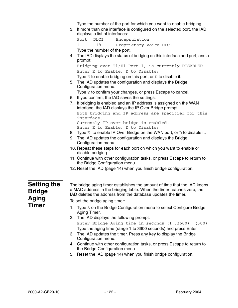 Setting the bridge aging timer | Paradyne JetFusion Integrated Access Device User Manual | Page 141 / 297