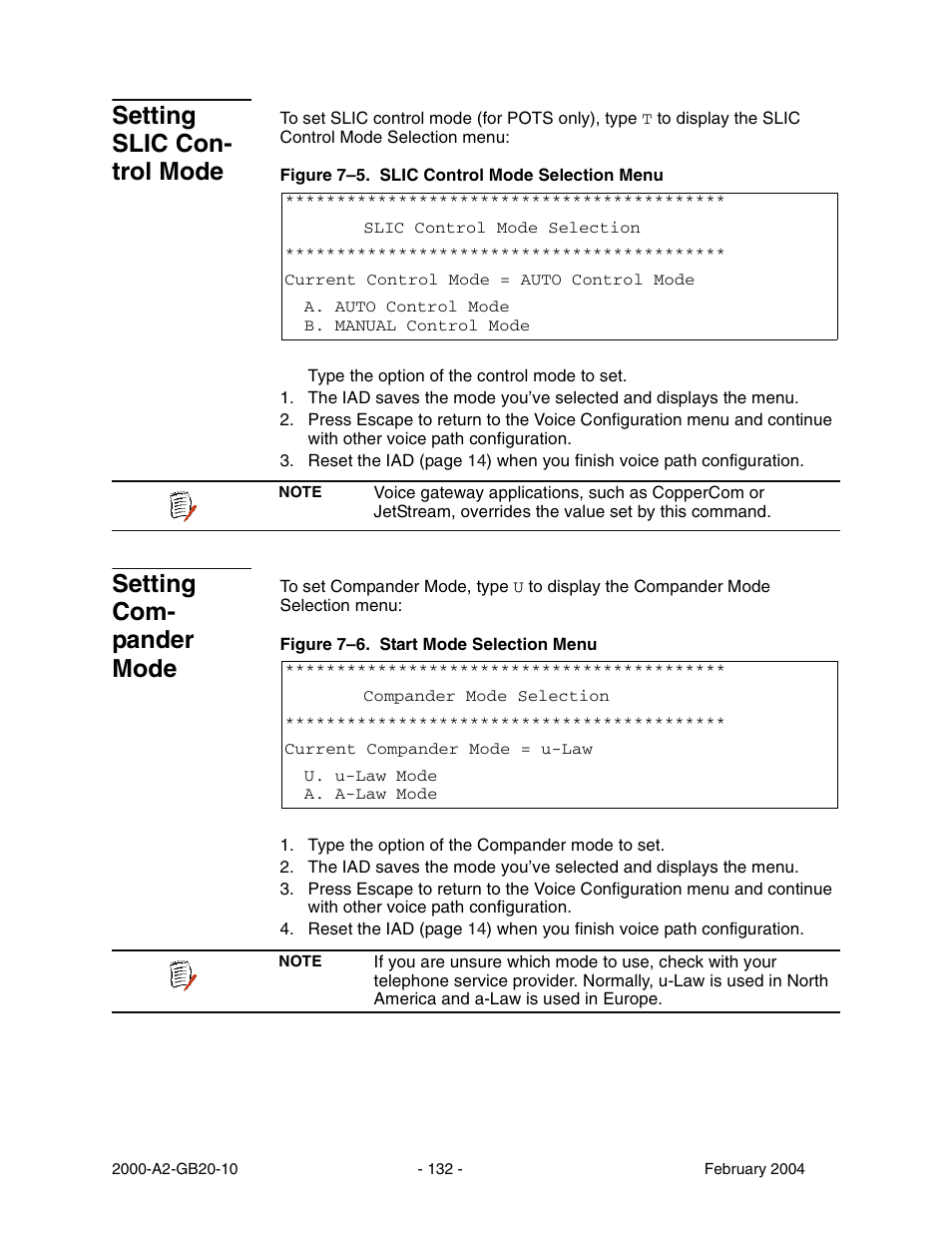 Setting slic con trol mode, Setting com pander mode, Setting slic control mode | Setting compander mode, Setting slic con- trol mode, Setting com- pander mode | Paradyne JetFusion Integrated Access Device User Manual | Page 151 / 297