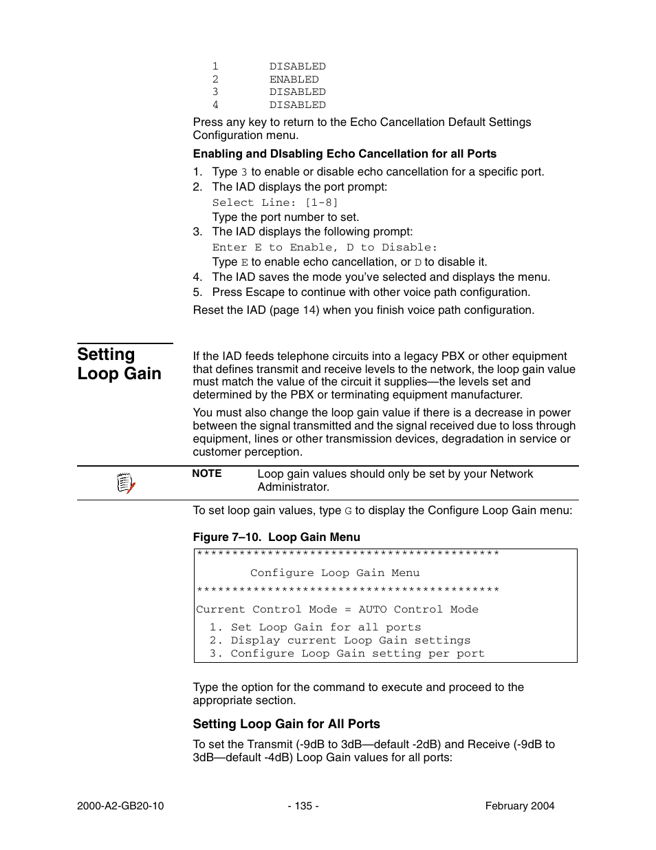 Setting loop gain | Paradyne JetFusion Integrated Access Device User Manual | Page 154 / 297