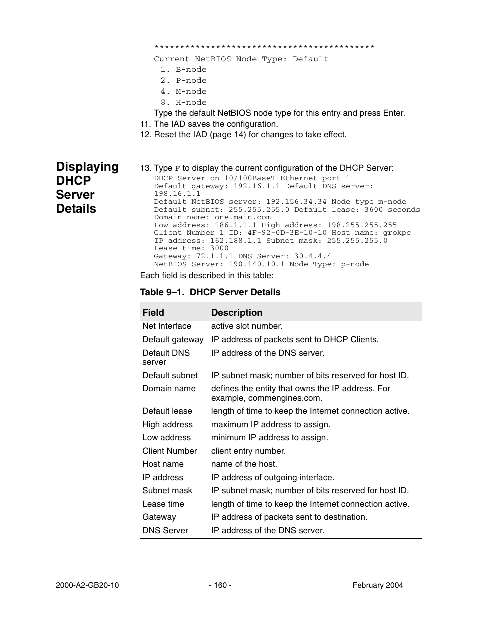 Displaying dhcp server details | Paradyne JetFusion Integrated Access Device User Manual | Page 179 / 297