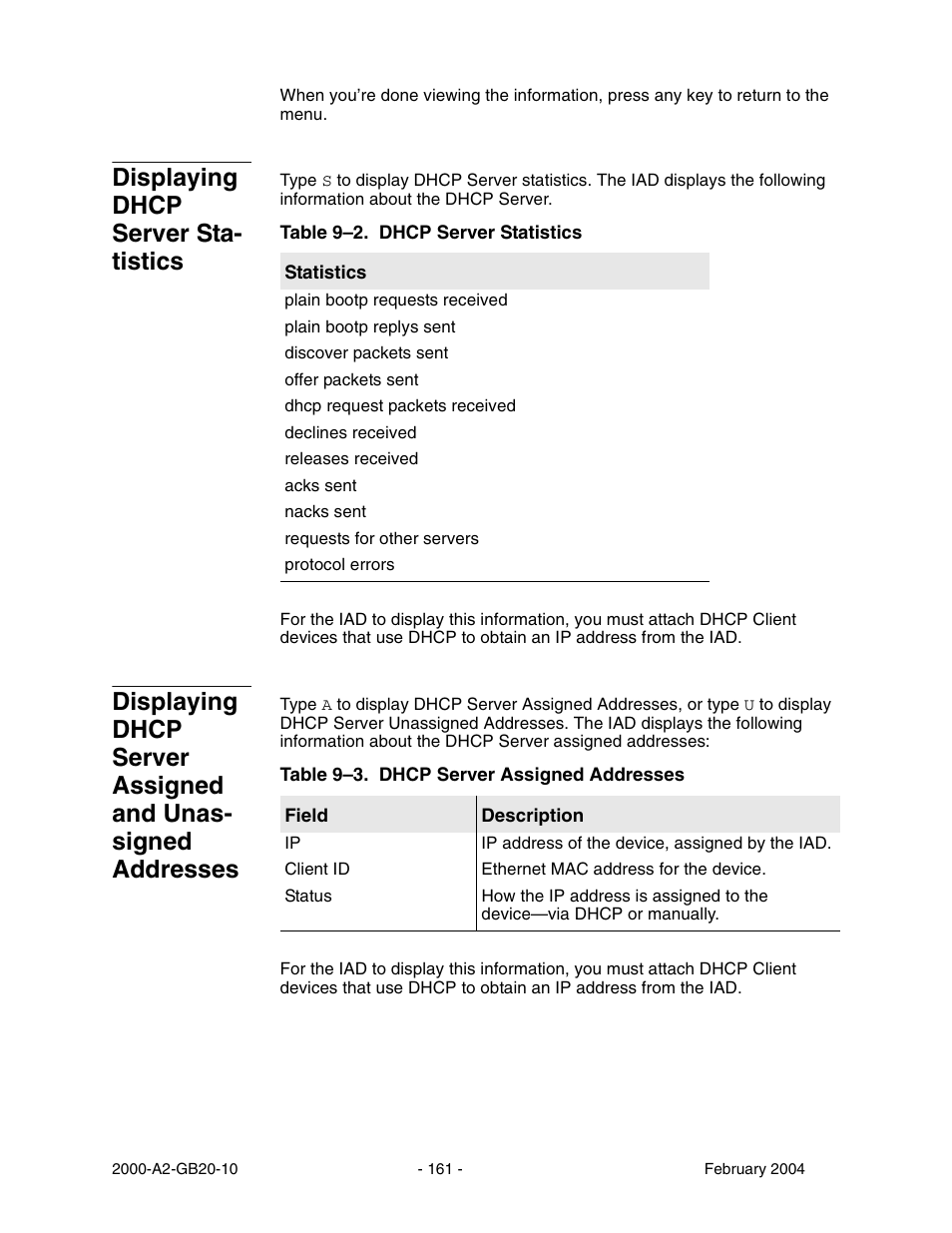 Displaying dhcp server sta tistics, Displaying dhcp server statistics, Displaying dhcp server sta- tistics | Paradyne JetFusion Integrated Access Device User Manual | Page 180 / 297