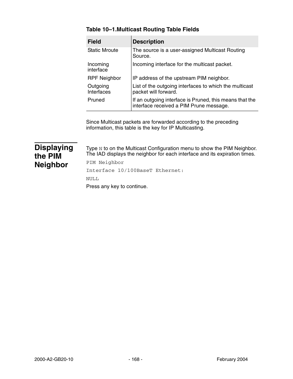 Displaying the pim neighbor | Paradyne JetFusion Integrated Access Device User Manual | Page 187 / 297