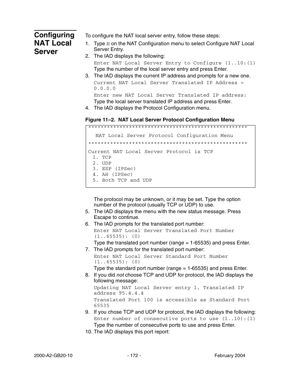 Configuring nat local server, Configuring, Nat local server | Paradyne JetFusion Integrated Access Device User Manual | Page 191 / 297