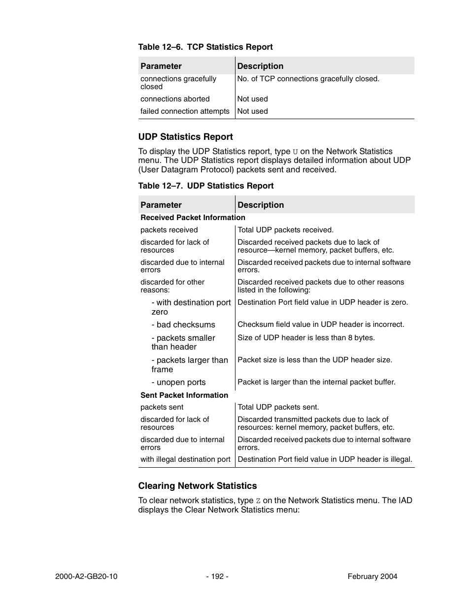 Table 12–7, Clearing network statistics | Paradyne JetFusion Integrated Access Device User Manual | Page 211 / 297