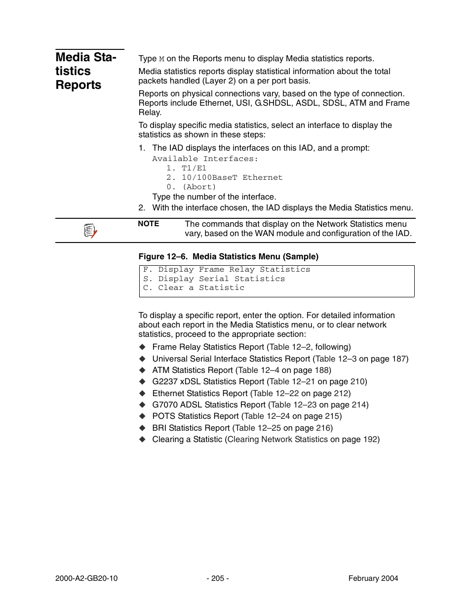 Media sta tistics reports, Media statistics reports, Media sta- tistics reports | Paradyne JetFusion Integrated Access Device User Manual | Page 224 / 297