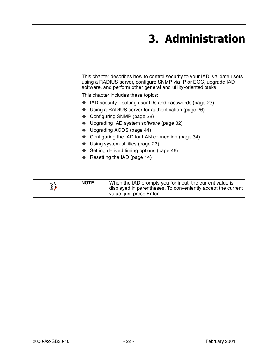 Administration, Chapter 3, Gplqlvwudwlrq | Paradyne JetFusion Integrated Access Device User Manual | Page 41 / 297