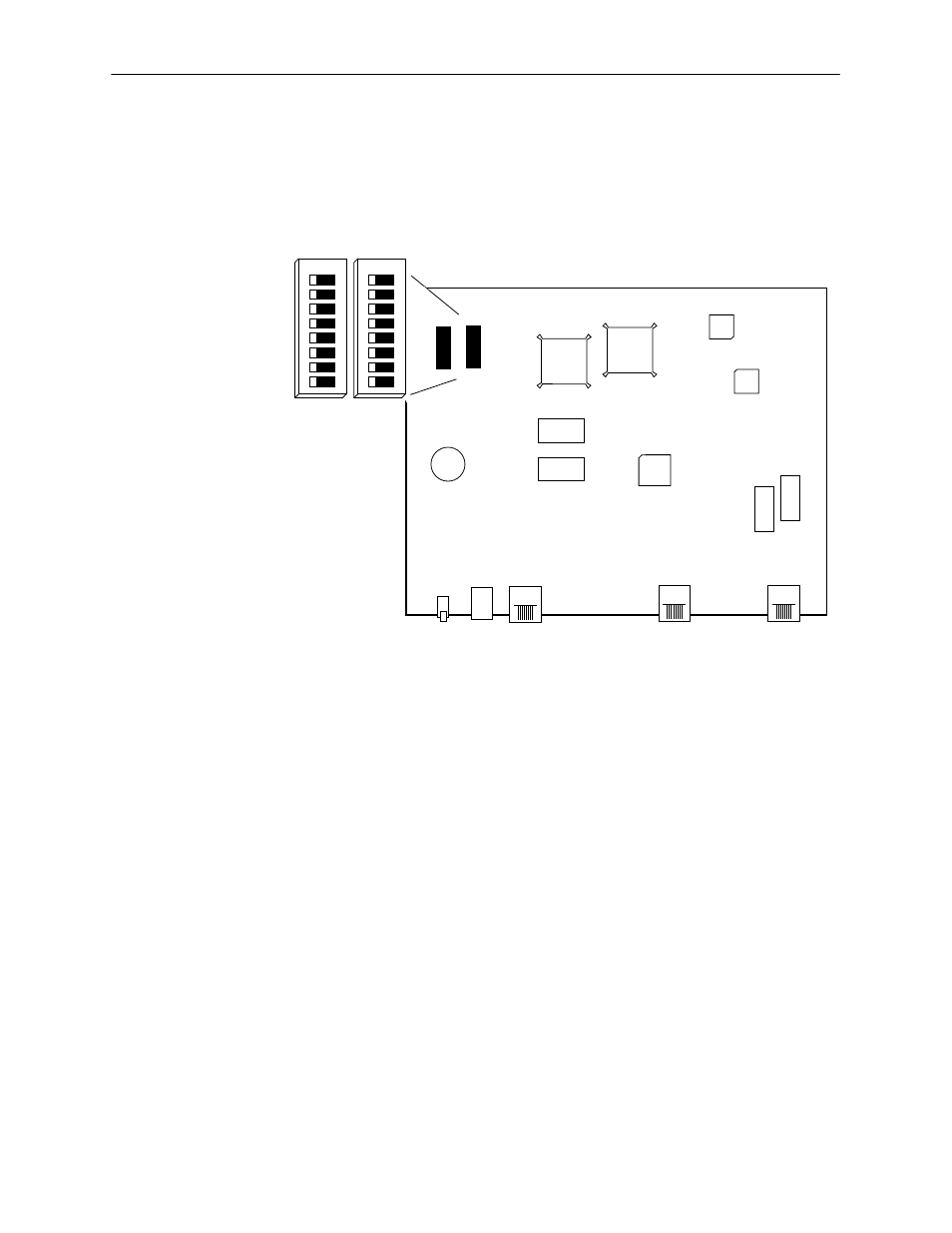 Switchpack locations, Figure 3-1, To locate switchpacks s1 and s2 | Locate switchpack s1 using, Configuration. refer to | Paradyne HOTWIREt 7984 User Manual | Page 34 / 122