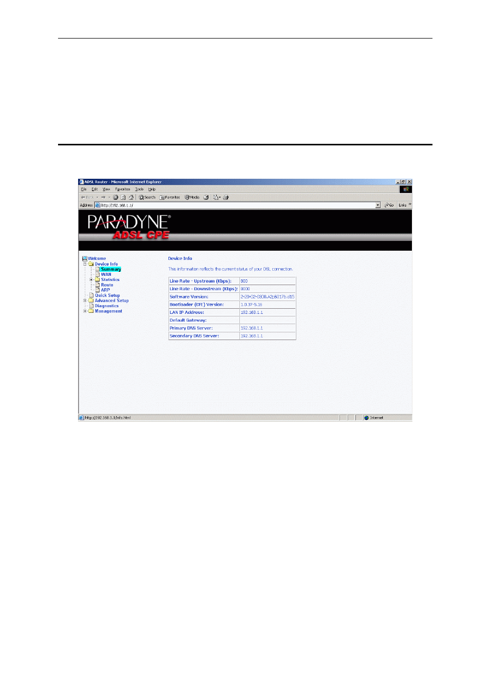 Device information, Summary | Paradyne 6211-I1 User Manual | Page 22 / 47