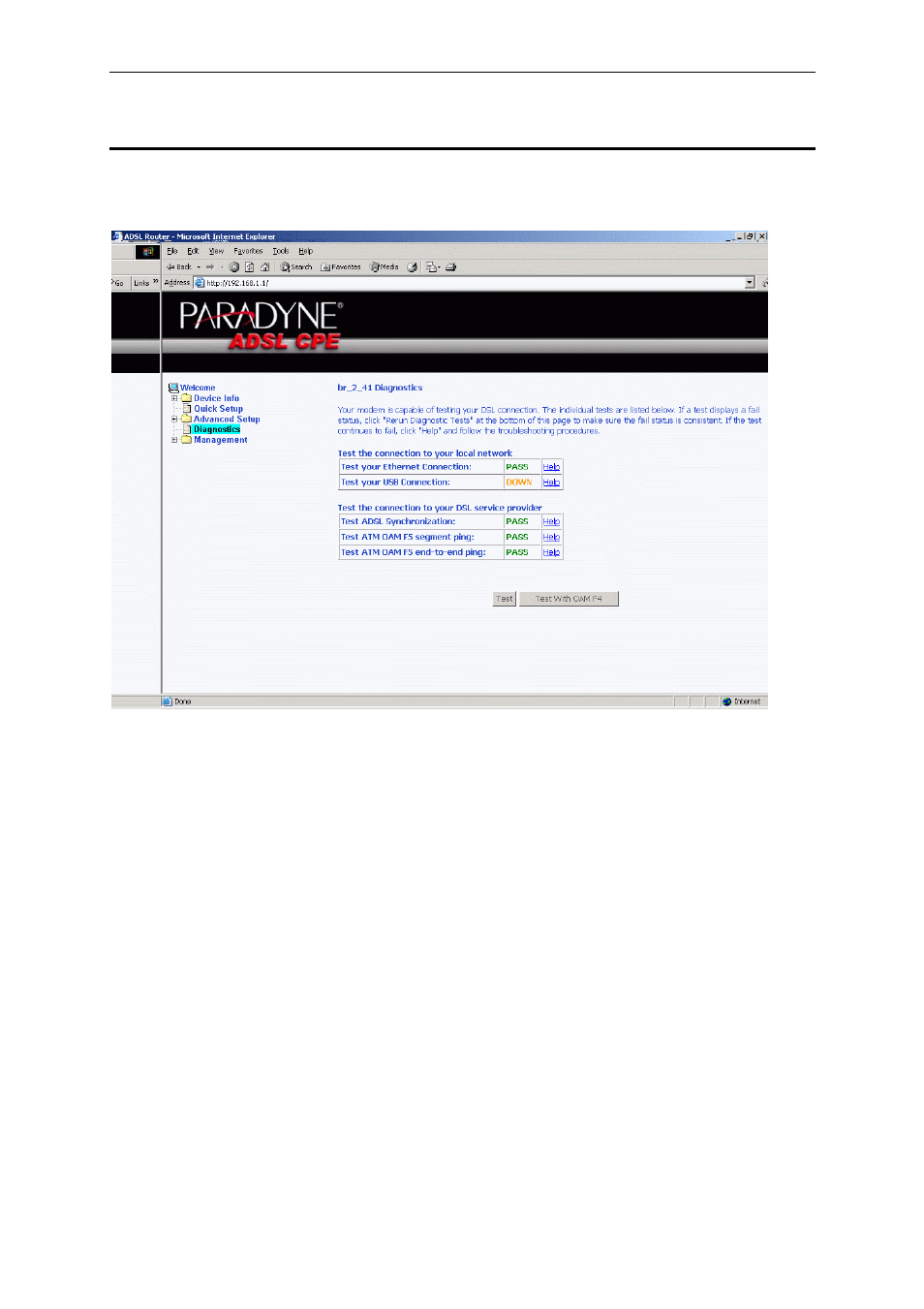 Diagnostics | Paradyne 6211-I1 User Manual | Page 43 / 47