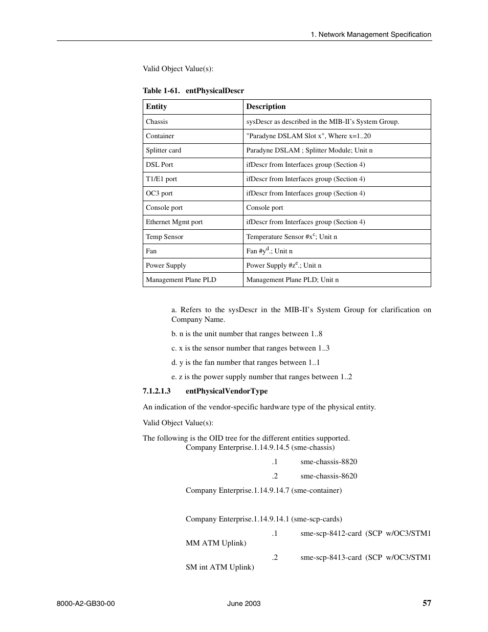 Entphysicalvendortype | Paradyne Hotwire 8620 User Manual | Page 63 / 108