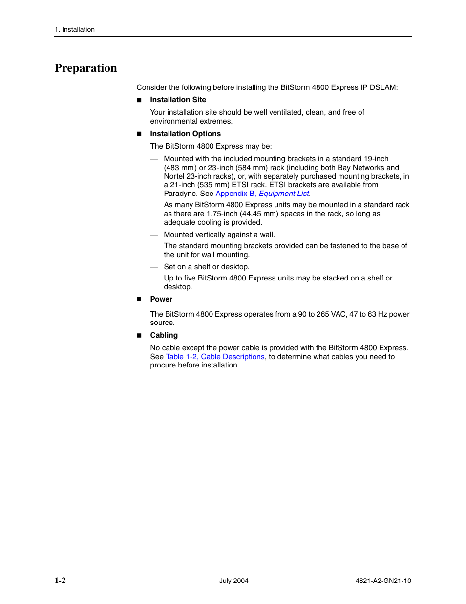 Preparation | Paradyne BitStorm 4800 Express User Manual | Page 12 / 52