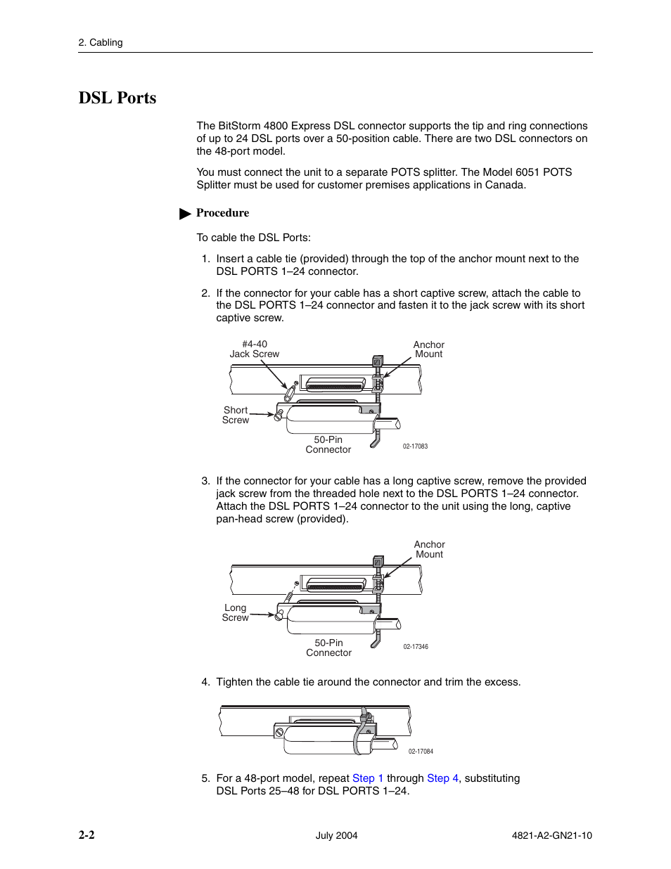 Dsl ports | Paradyne BitStorm 4800 Express User Manual | Page 24 / 52