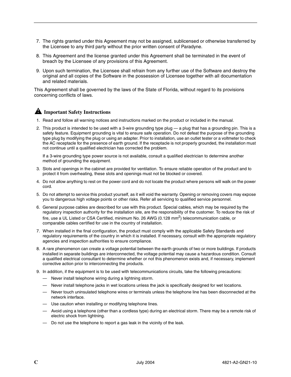 Important safety instructions | Paradyne BitStorm 4800 Express User Manual | Page 4 / 52