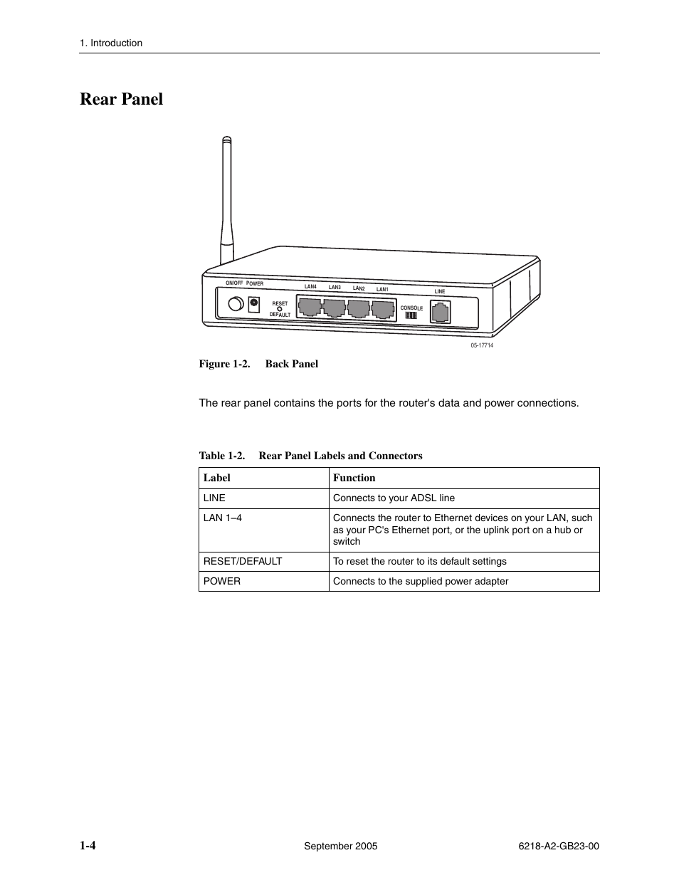 Rear panel | Paradyne 6218-I1 User Manual | Page 16 / 92