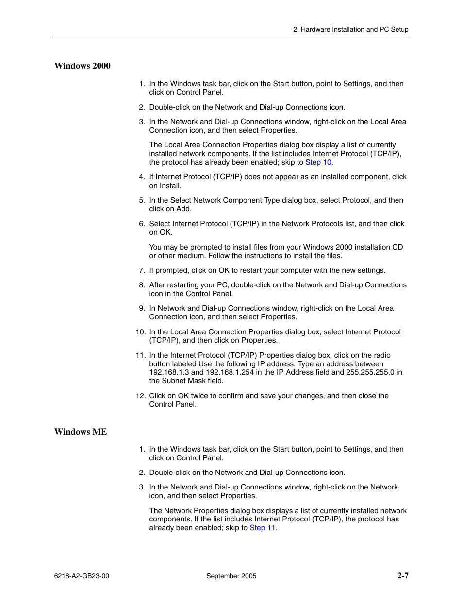 Windows 2000, Windows me | Paradyne 6218-I1 User Manual | Page 23 / 92