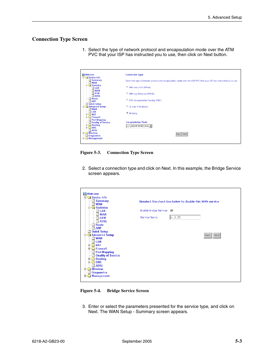 Connection type screen | Paradyne 6218-I1 User Manual | Page 43 / 92