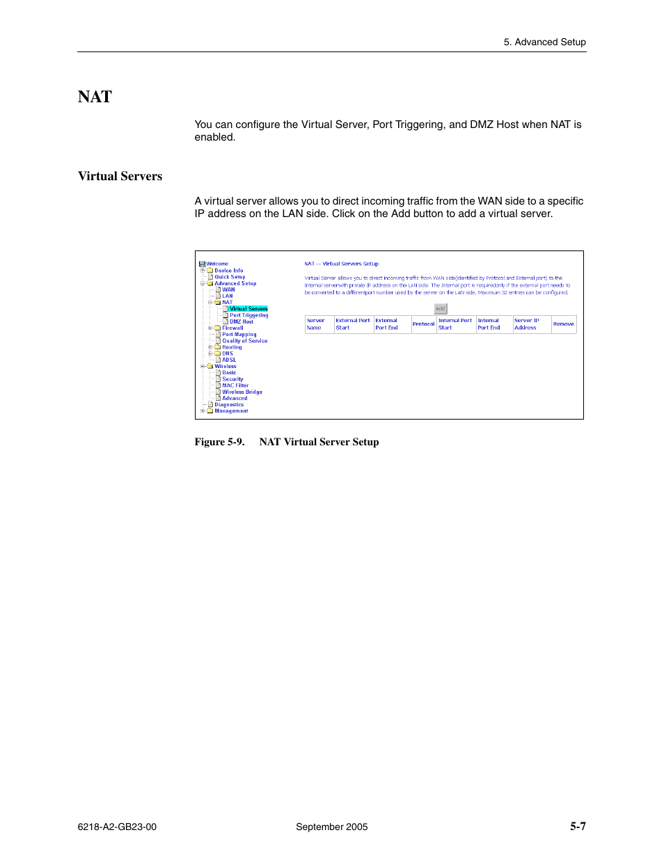 Virtual servers | Paradyne 6218-I1 User Manual | Page 47 / 92