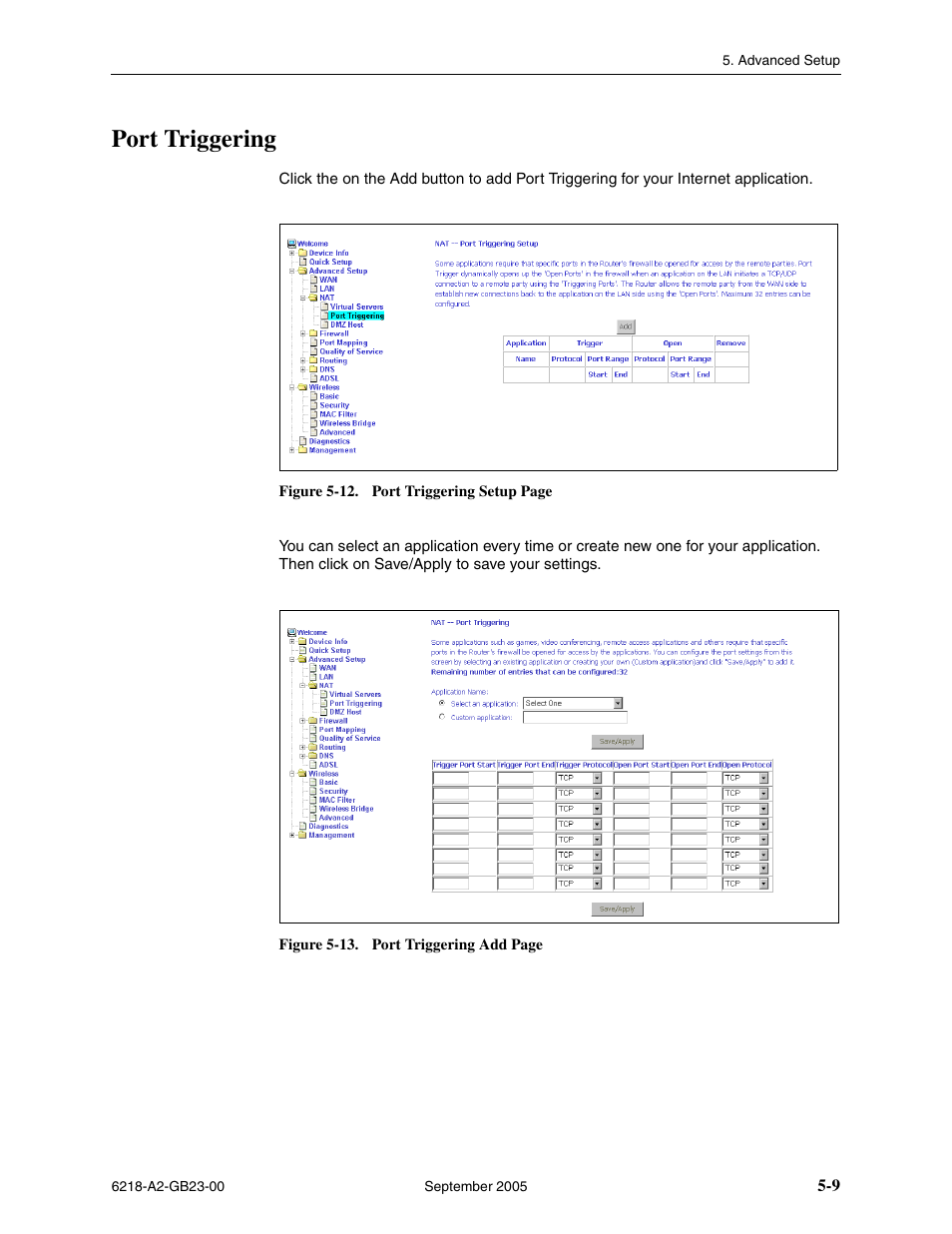 Port triggering | Paradyne 6218-I1 User Manual | Page 49 / 92