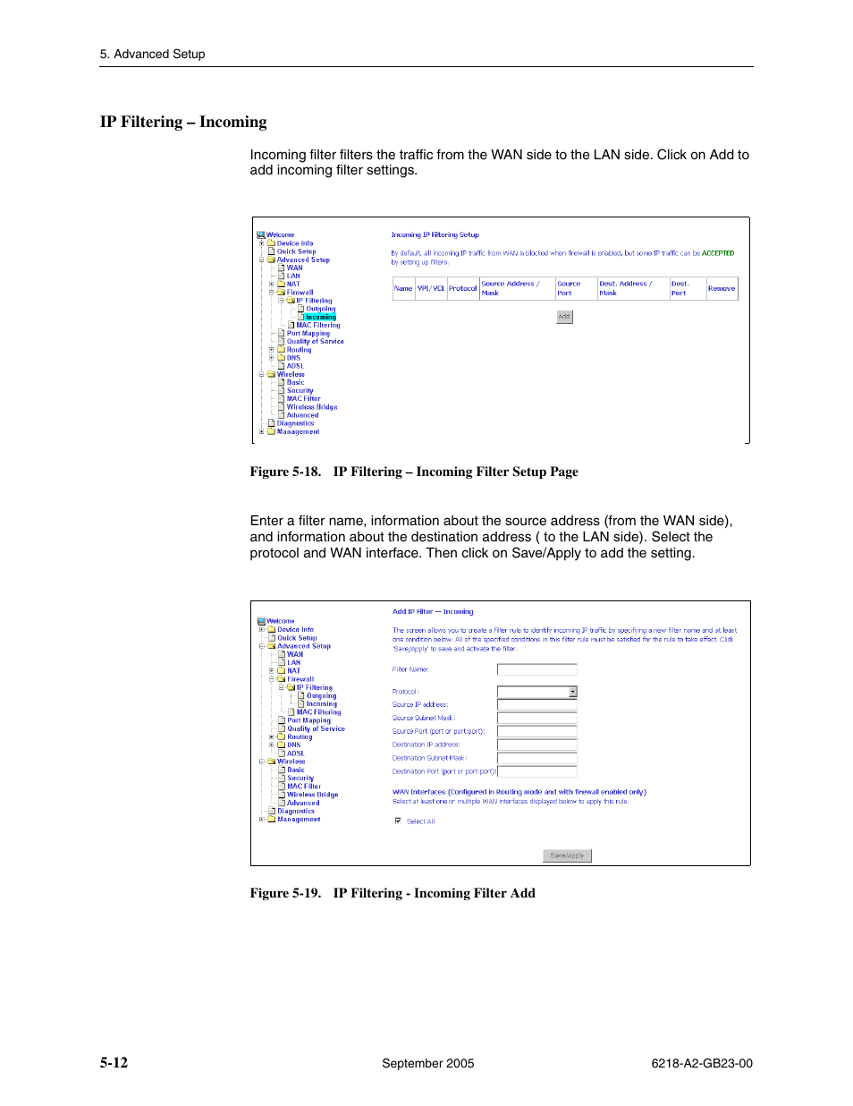 Ip filtering - incoming, Ip filtering – incoming | Paradyne 6218-I1 User Manual | Page 52 / 92