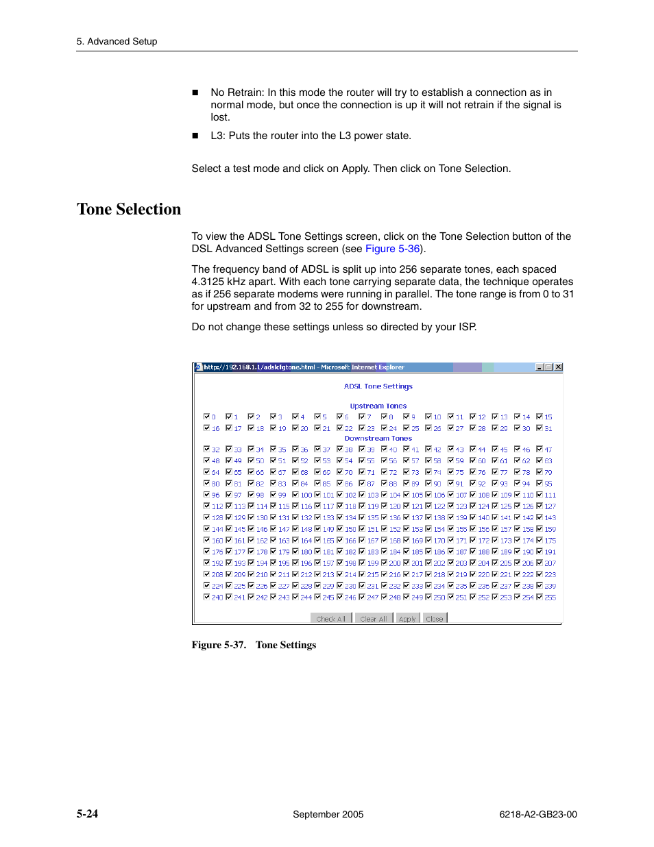 Tone selection | Paradyne 6218-I1 User Manual | Page 64 / 92
