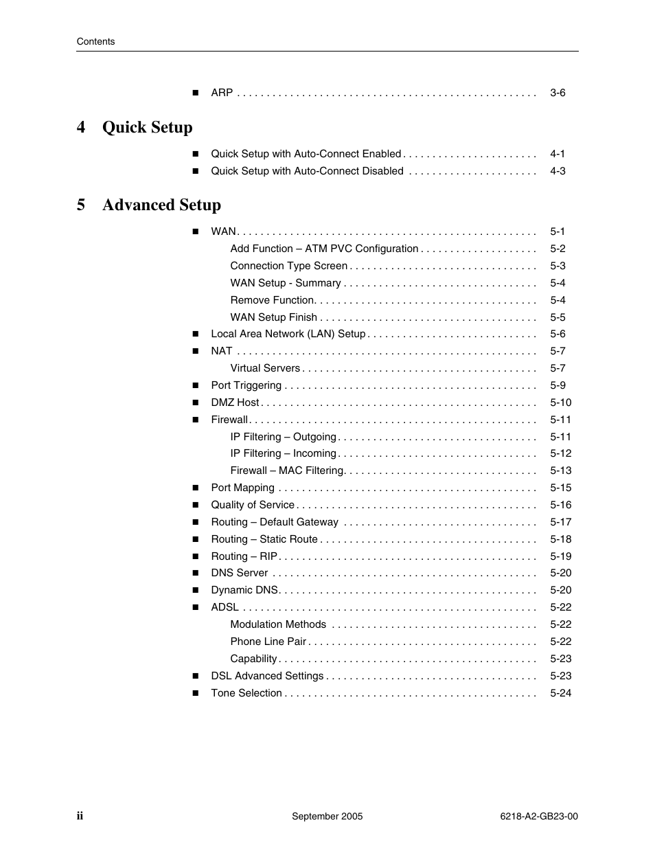 4quick setup, 5advanced setup | Paradyne 6218-I1 User Manual | Page 8 / 92