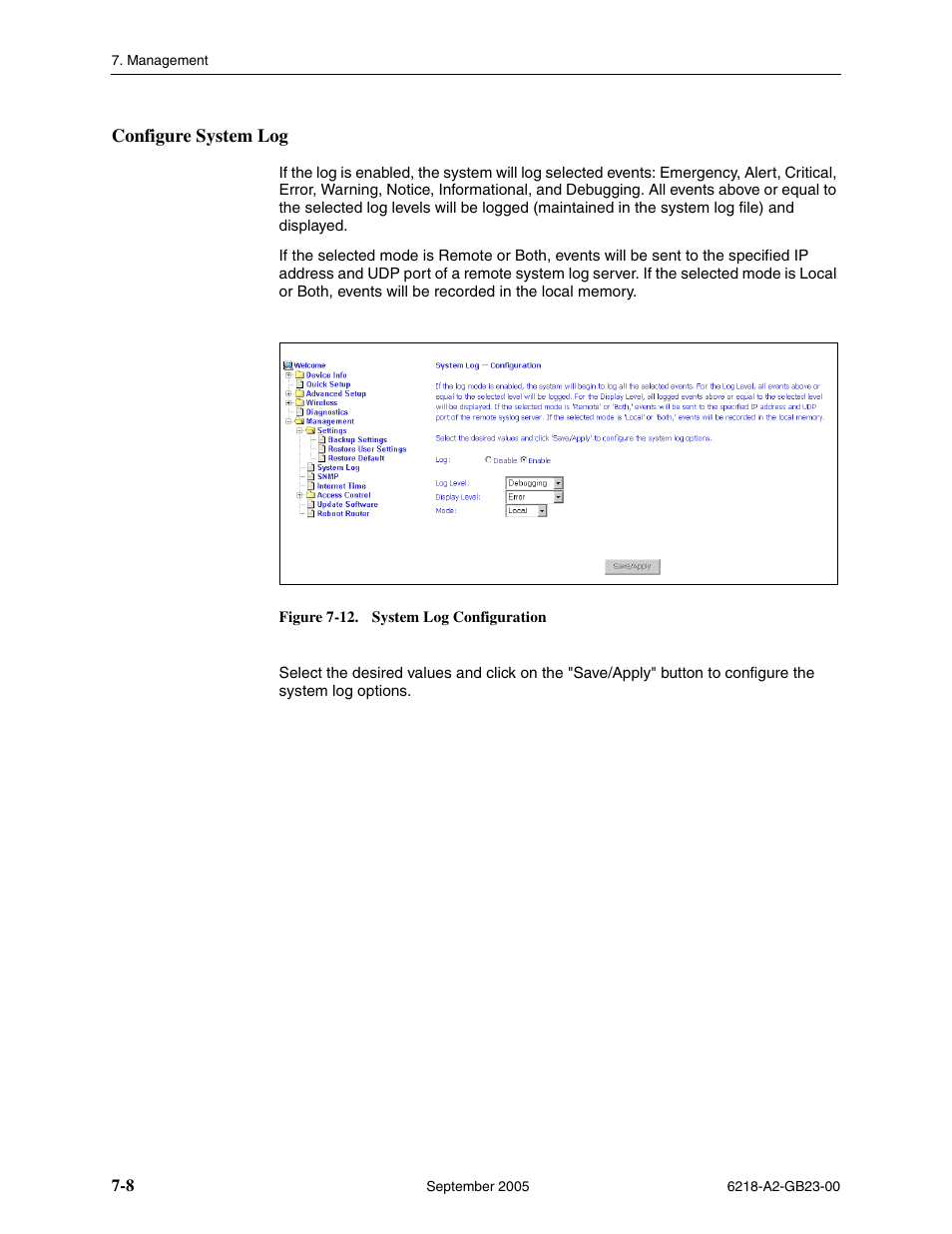 Configure system log | Paradyne 6218-I1 User Manual | Page 80 / 92