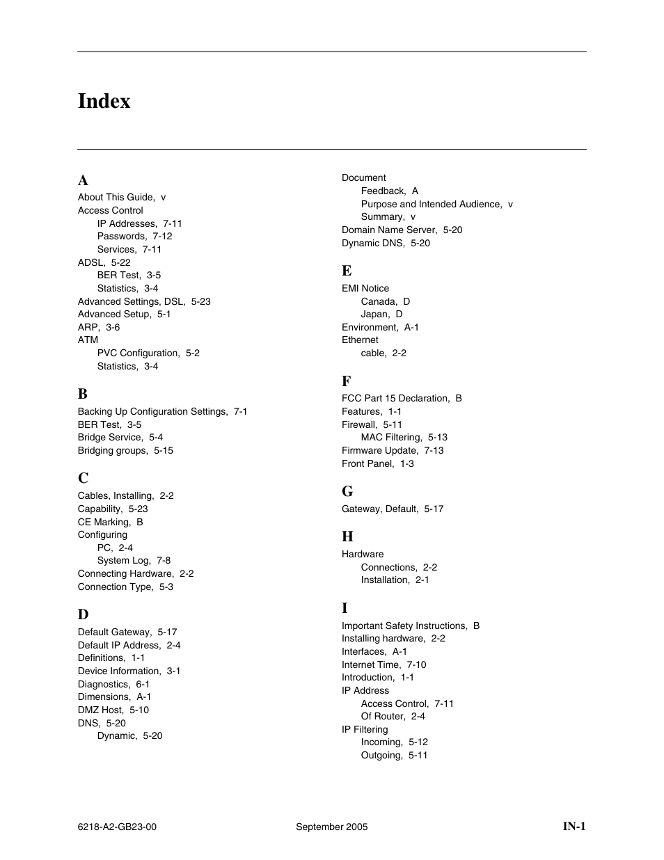 Index | Paradyne 6218-I1 User Manual | Page 89 / 92